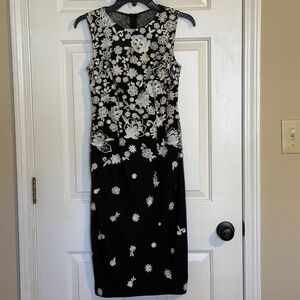 WHBM Black and White Midi Wedding Guest dress